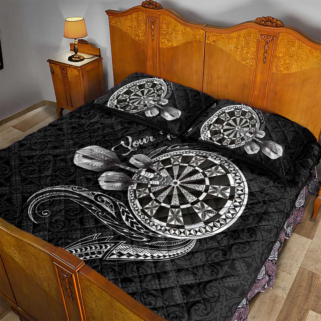 Personalised Niue Darts Masters Quilt Bed Set Tribal Hiapo Dartboard - Polynesian Pride