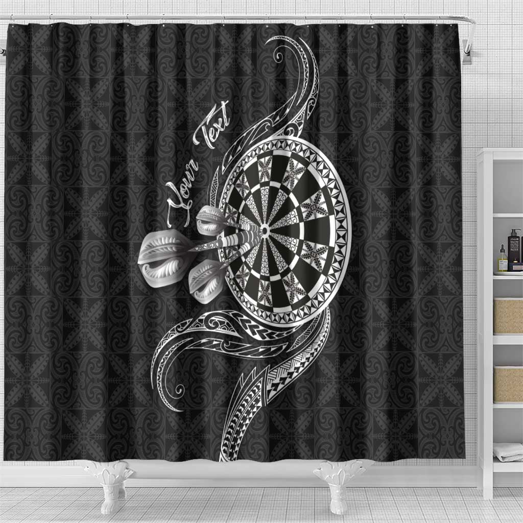 Personalised Niue Darts Masters Shower Curtain Tribal Hiapo Dartboard - Polynesian Pride