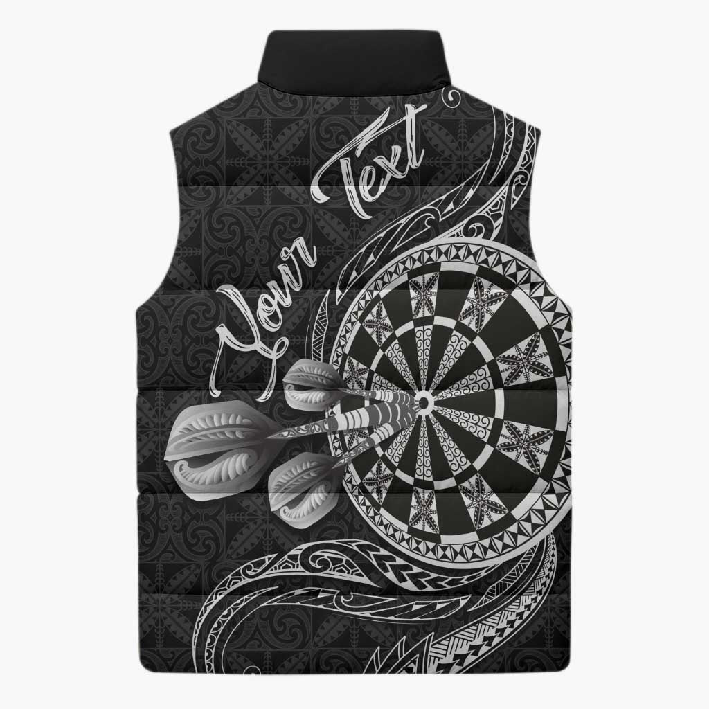 Personalised Niue Darts Masters Sleeveless Puffer Jacket Tribal Hiapo Dartboard LT03 - Polynesian Pride