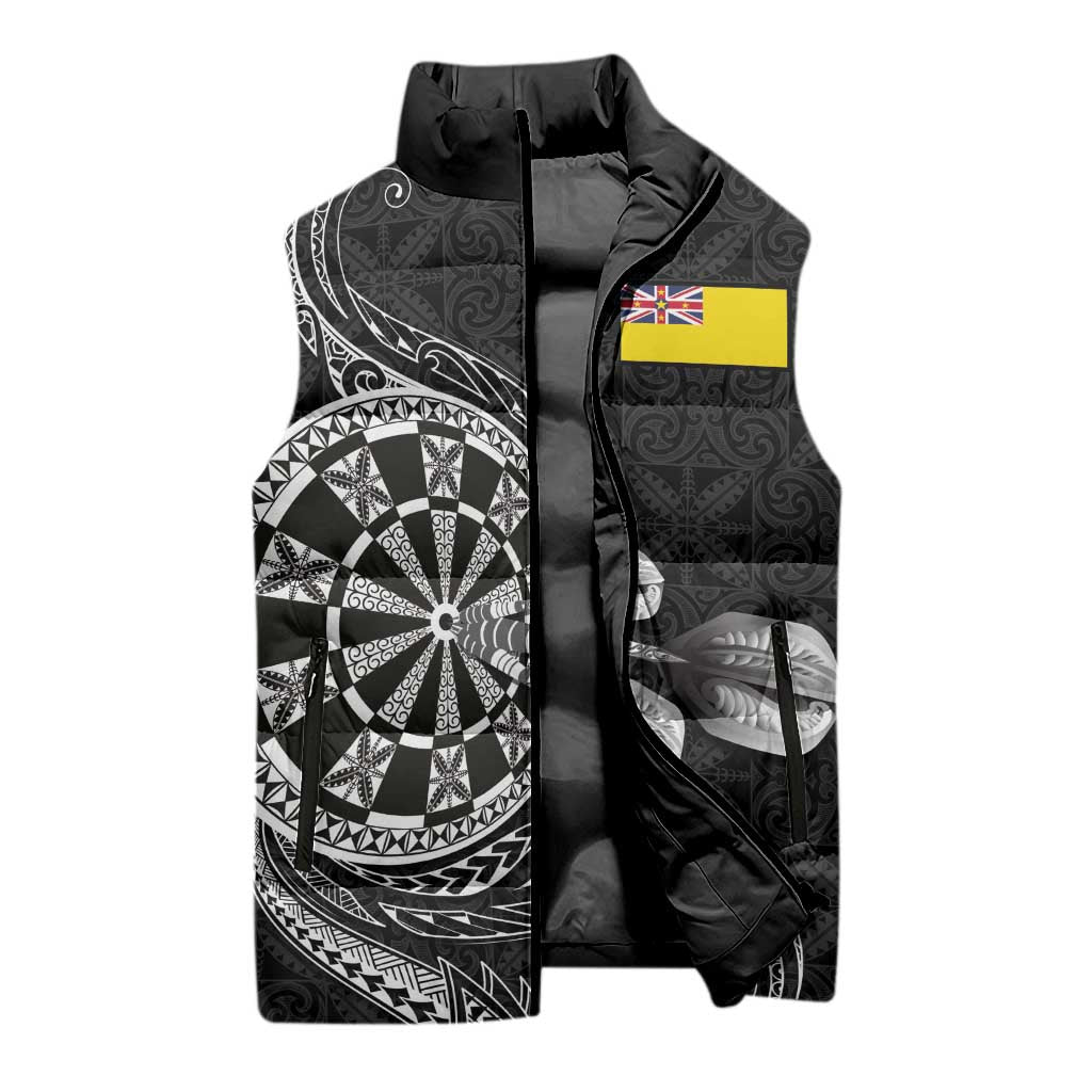 Personalised Niue Darts Masters Sleeveless Puffer Jacket Tribal Hiapo Dartboard LT03 - Polynesian Pride