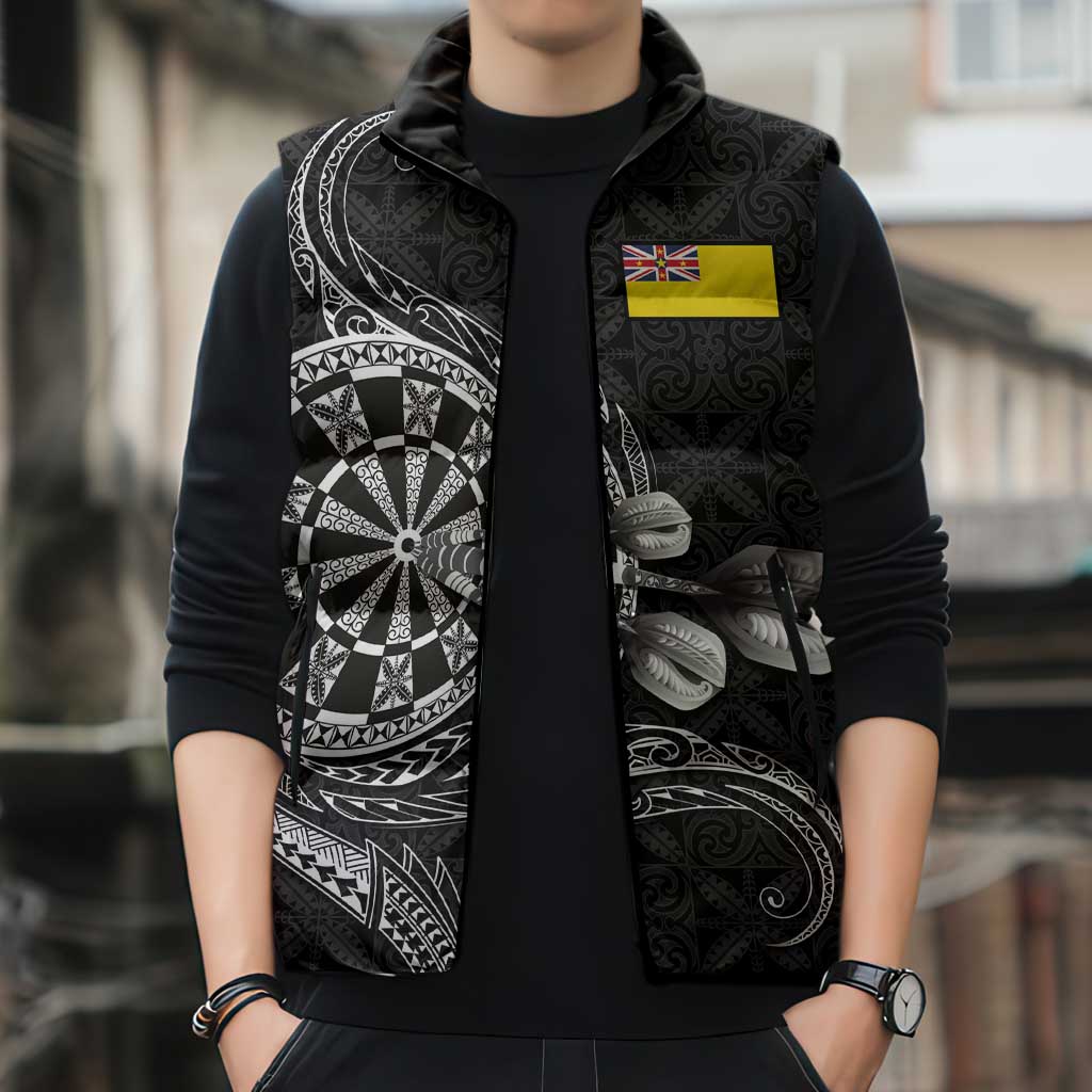Personalised Niue Darts Masters Sleeveless Puffer Jacket Tribal Hiapo Dartboard LT03 - Polynesian Pride