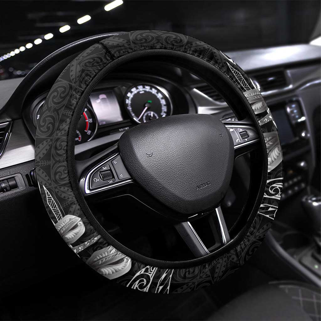 Niue Darts Masters Steering Wheel Cover Tribal Hiapo Dartboard LT03 Universal Fit Black - Polynesian Pride