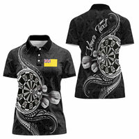 Personalised Niue Darts Masters Women Polo Shirt Tribal Hiapo Dartboard - Polynesian Pride