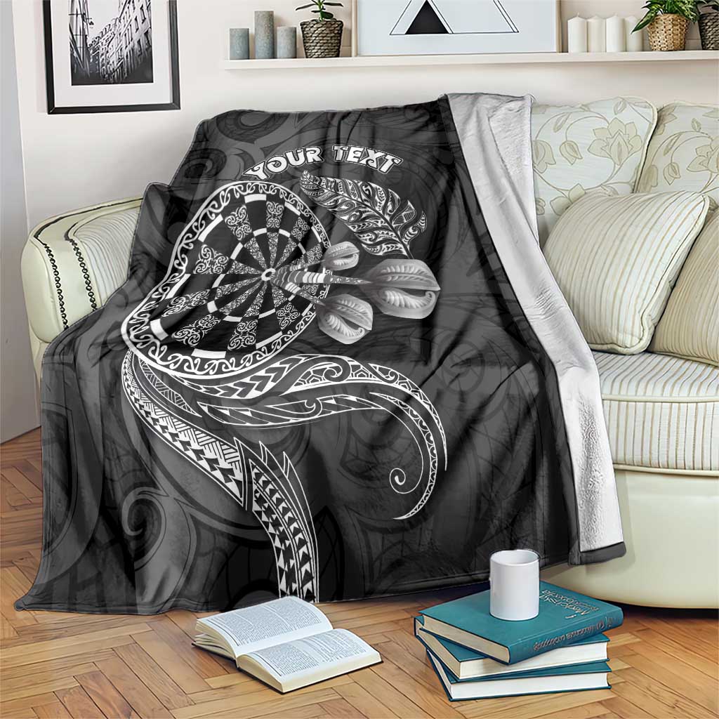 Personalised New Zealand Aotearoa Darts Masters Blanket Tribal Silver Fern and Ta Moko Dartboard - Polynesian Pride