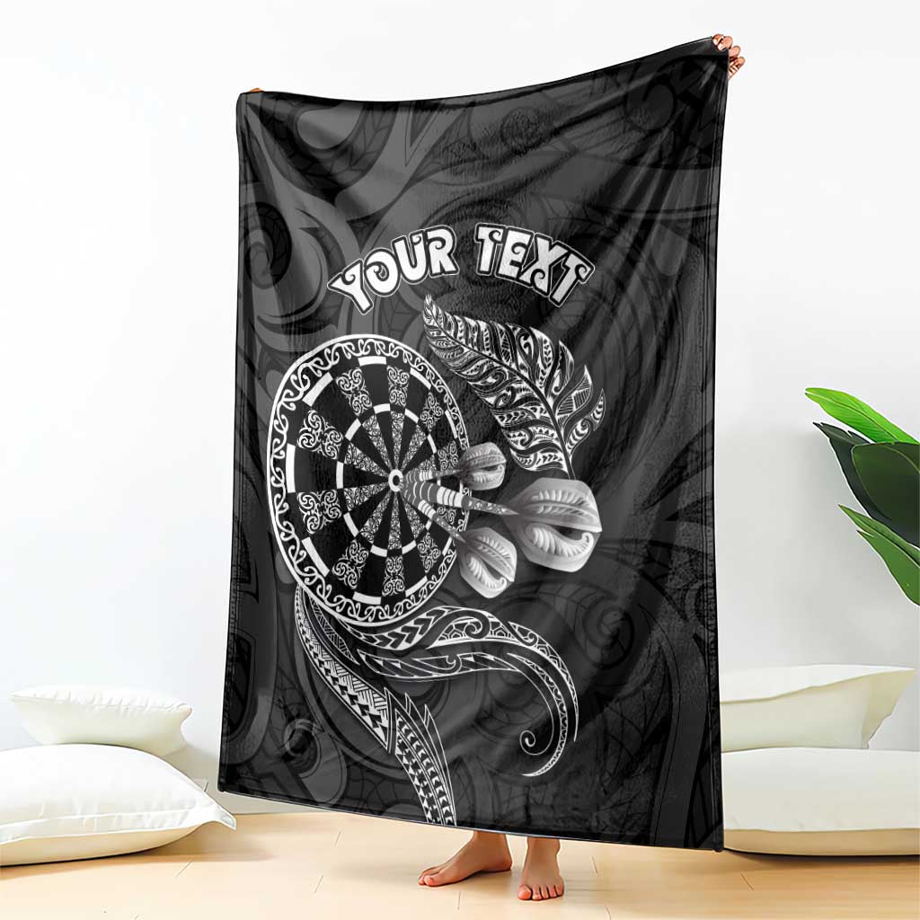 Personalised New Zealand Aotearoa Darts Masters Blanket Tribal Silver Fern and Ta Moko Dartboard - Polynesian Pride