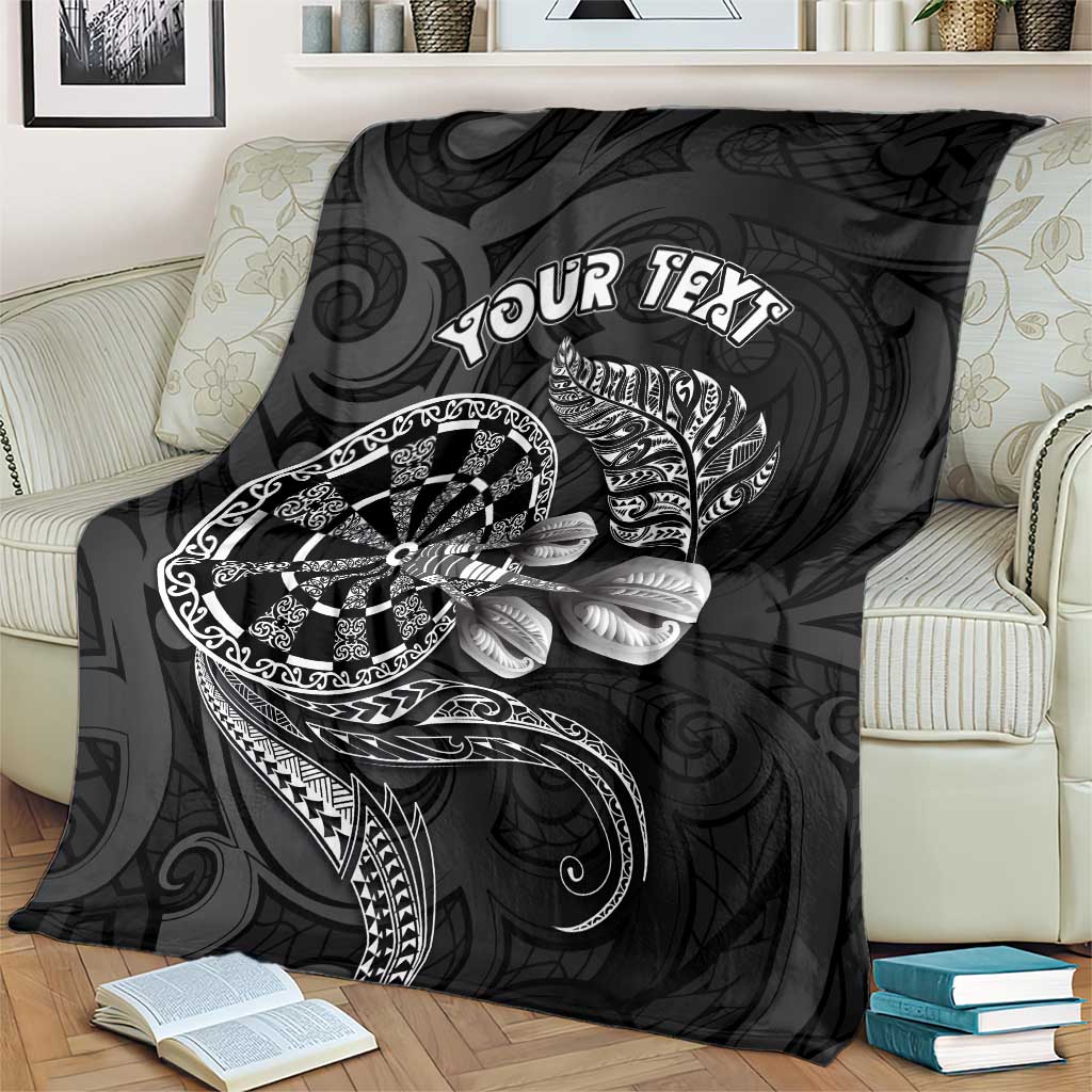 Personalised New Zealand Aotearoa Darts Masters Blanket Tribal Silver Fern and Ta Moko Dartboard - Polynesian Pride