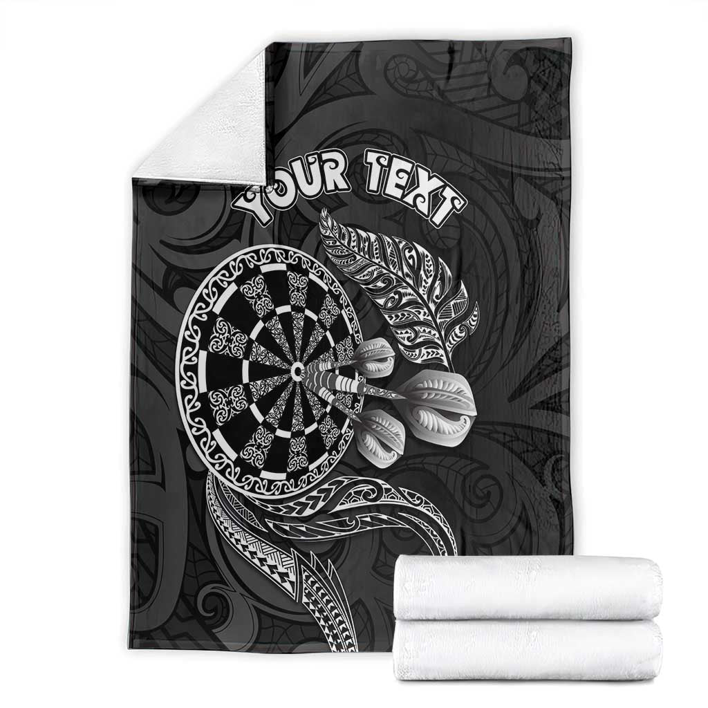 Personalised New Zealand Aotearoa Darts Masters Blanket Tribal Silver Fern and Ta Moko Dartboard - Polynesian Pride