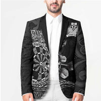 Personalised New Zealand Aotearoa Darts Masters Blazer Tribal Silver Fern and Ta Moko Dartboard - Polynesian Pride
