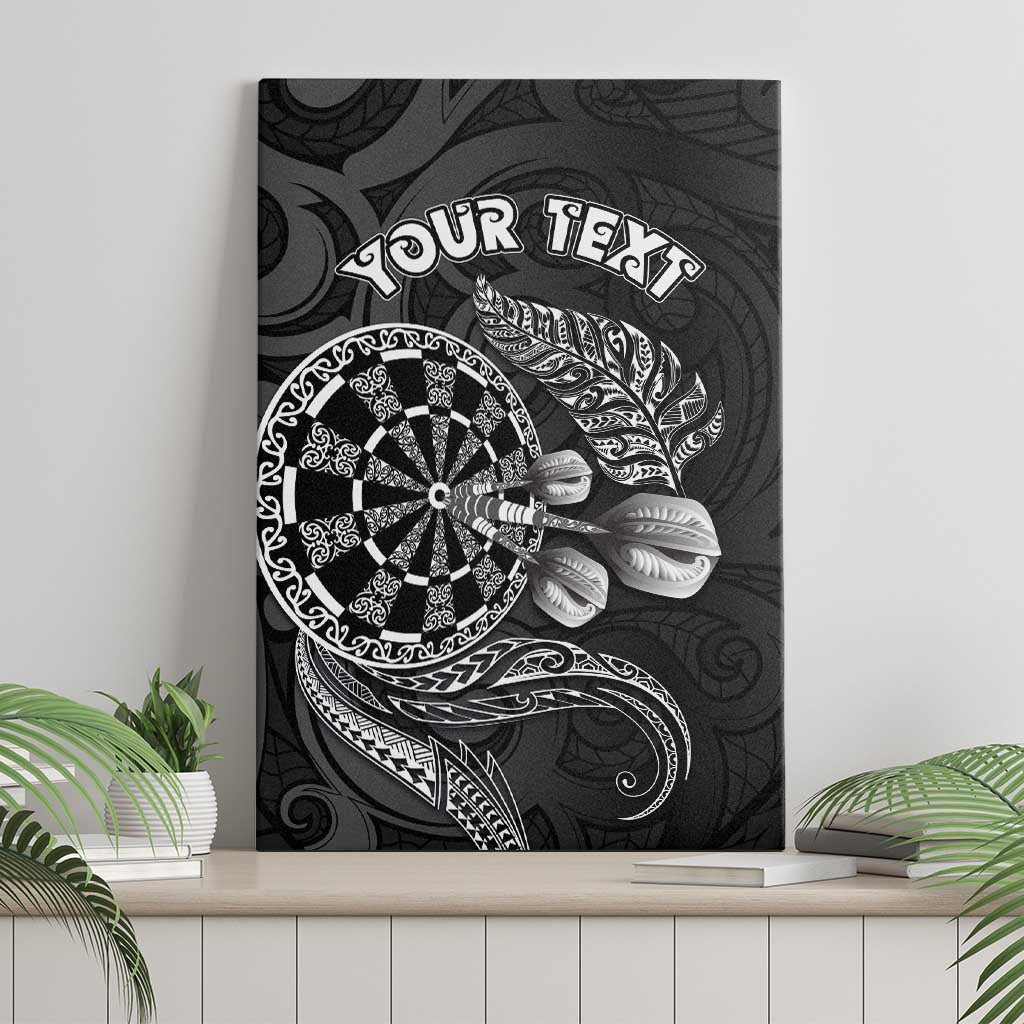 Personalised New Zealand Aotearoa Darts Masters Canvas Wall Art Tribal Silver Fern and Ta Moko Dartboard - Polynesian Pride