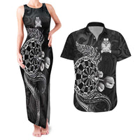 Personalised New Zealand Aotearoa Darts Masters Couples Matching Tank Maxi Dress and Hawaiian Shirt Tribal Silver Fern and Ta Moko Dartboard - Polynesian Pride