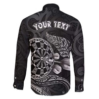 Personalised New Zealand Aotearoa Darts Masters Family Matching Tank Maxi Dress and Hawaiian Shirt Tribal Silver Fern and Ta Moko Dartboard - Polynesian Pride