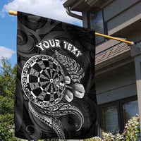 Personalised New Zealand Aotearoa Darts Masters Garden Flag Tribal Silver Fern and Ta Moko Dartboard - Polynesian Pride