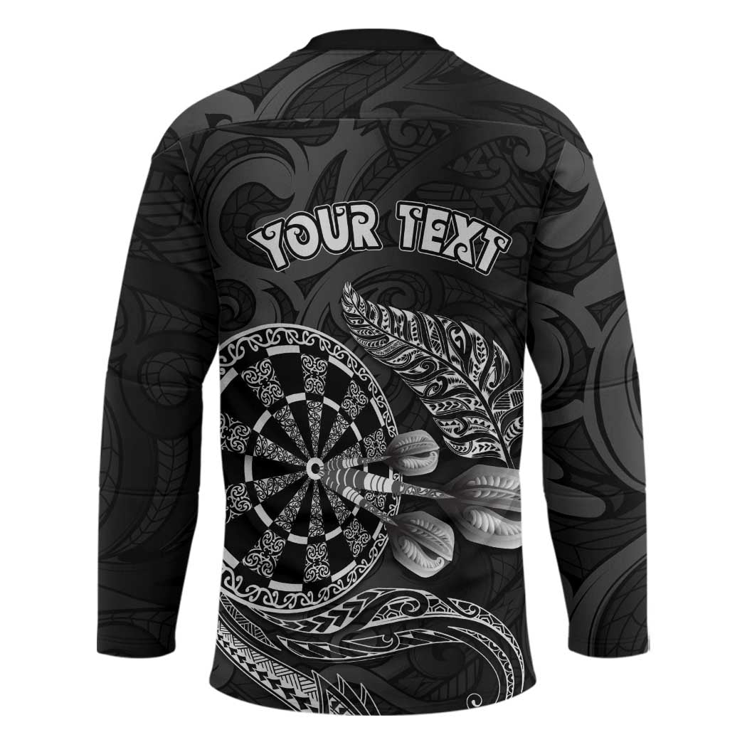 Personalised New Zealand Aotearoa Darts Masters Hockey Jersey Tribal Silver Fern and Ta Moko Dartboard - Polynesian Pride