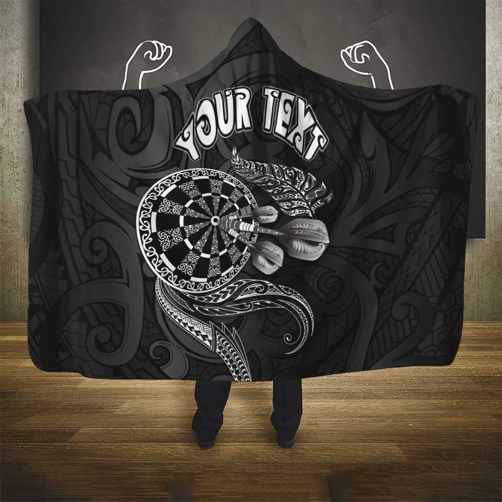 Personalised New Zealand Aotearoa Darts Masters Hooded Blanket Tribal Silver Fern and Ta Moko Dartboard - Polynesian Pride
