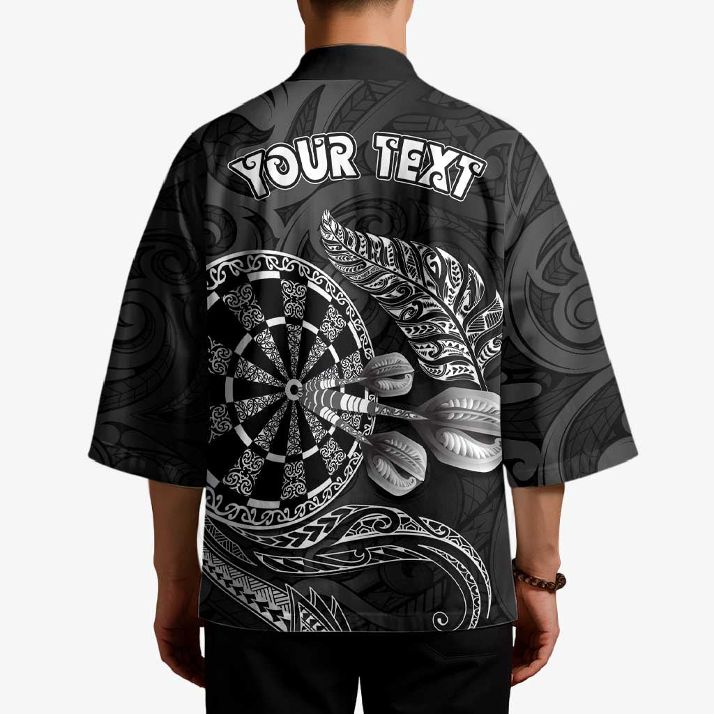 Personalised New Zealand Aotearoa Darts Masters Kimono Tribal Silver Fern and Ta Moko Dartboard - Polynesian Pride