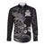 Personalised New Zealand Aotearoa Darts Masters Long Sleeve Button Shirt Tribal Silver Fern and Ta Moko Dartboard - Polynesian Pride