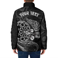 Personalised New Zealand Aotearoa Darts Masters Padded Jacket Tribal Silver Fern and Ta Moko Dartboard - Polynesian Pride