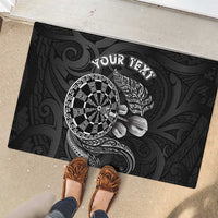 Personalised New Zealand Aotearoa Darts Masters Rubber Doormat Tribal Silver Fern and Ta Moko Dartboard - Polynesian Pride