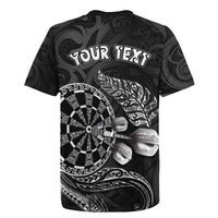 Personalised New Zealand Aotearoa Darts Masters Rugby Jersey Tribal Silver Fern and Ta Moko Dartboard - Polynesian Pride
