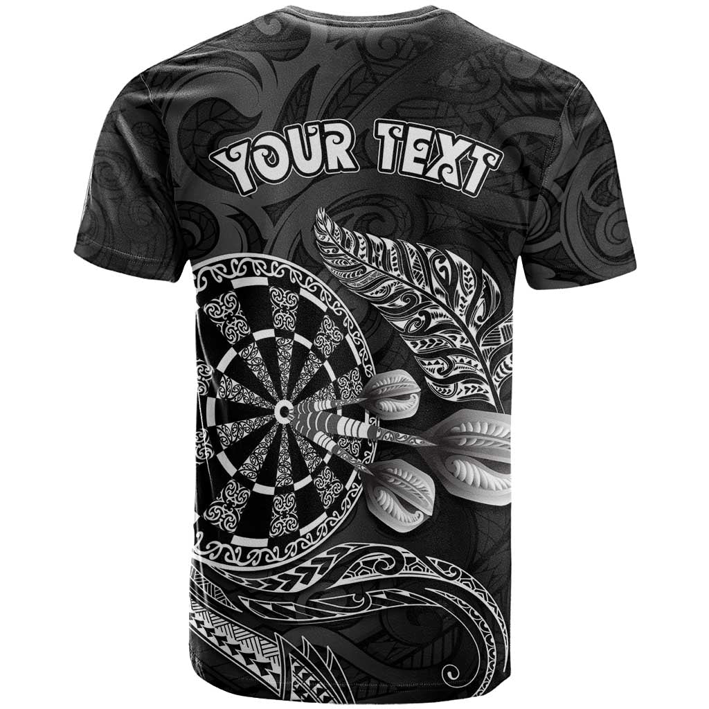 Personalised New Zealand Aotearoa Darts Masters T Shirt Tribal Silver Fern and Ta Moko Dartboard - Polynesian Pride