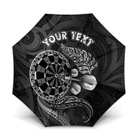 Personalised New Zealand Aotearoa Darts Masters Umbrella Tribal Silver Fern and Ta Moko Dartboard - Polynesian Pride
