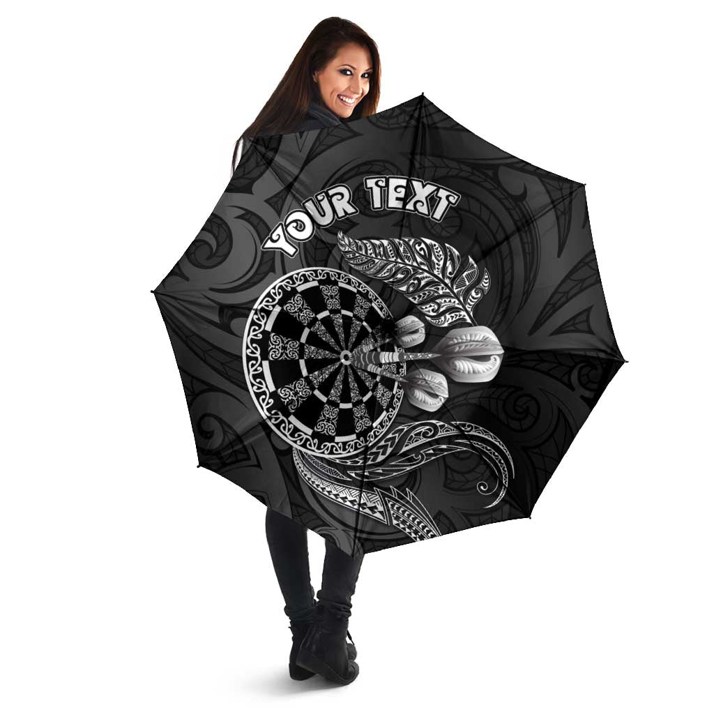 Personalised New Zealand Aotearoa Darts Masters Umbrella Tribal Silver Fern and Ta Moko Dartboard - Polynesian Pride
