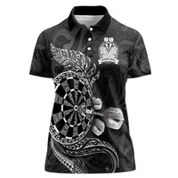 Personalised New Zealand Aotearoa Darts Masters Women Polo Shirt Tribal Silver Fern and Ta Moko Dartboard - Polynesian Pride