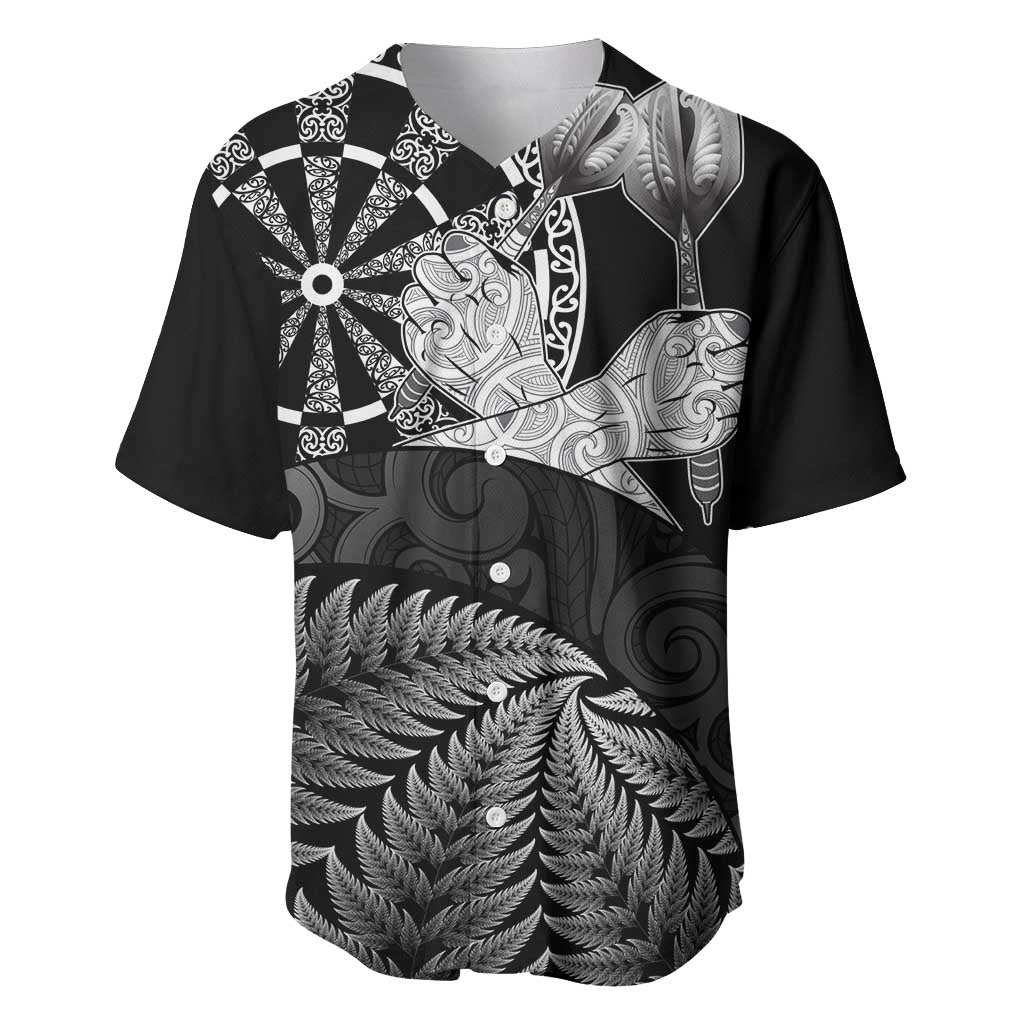 Personalised New Zealand Aotearoa Darts Masters Baseball Jersey Silver Fern and Maori Spirit - Polynesian Pride