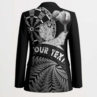 Personalised New Zealand Aotearoa Darts Masters Blazer Silver Fern and Maori Spirit - Polynesian Pride
