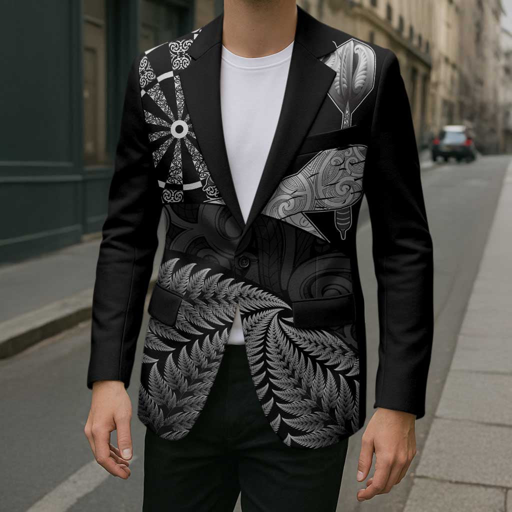 Personalised New Zealand Aotearoa Darts Masters Blazer Silver Fern and Maori Spirit - Polynesian Pride