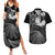 Personalised New Zealand Aotearoa Darts Masters Couples Matching Summer Maxi Dress and Hawaiian Shirt Silver Fern and Maori Spirit - Polynesian Pride