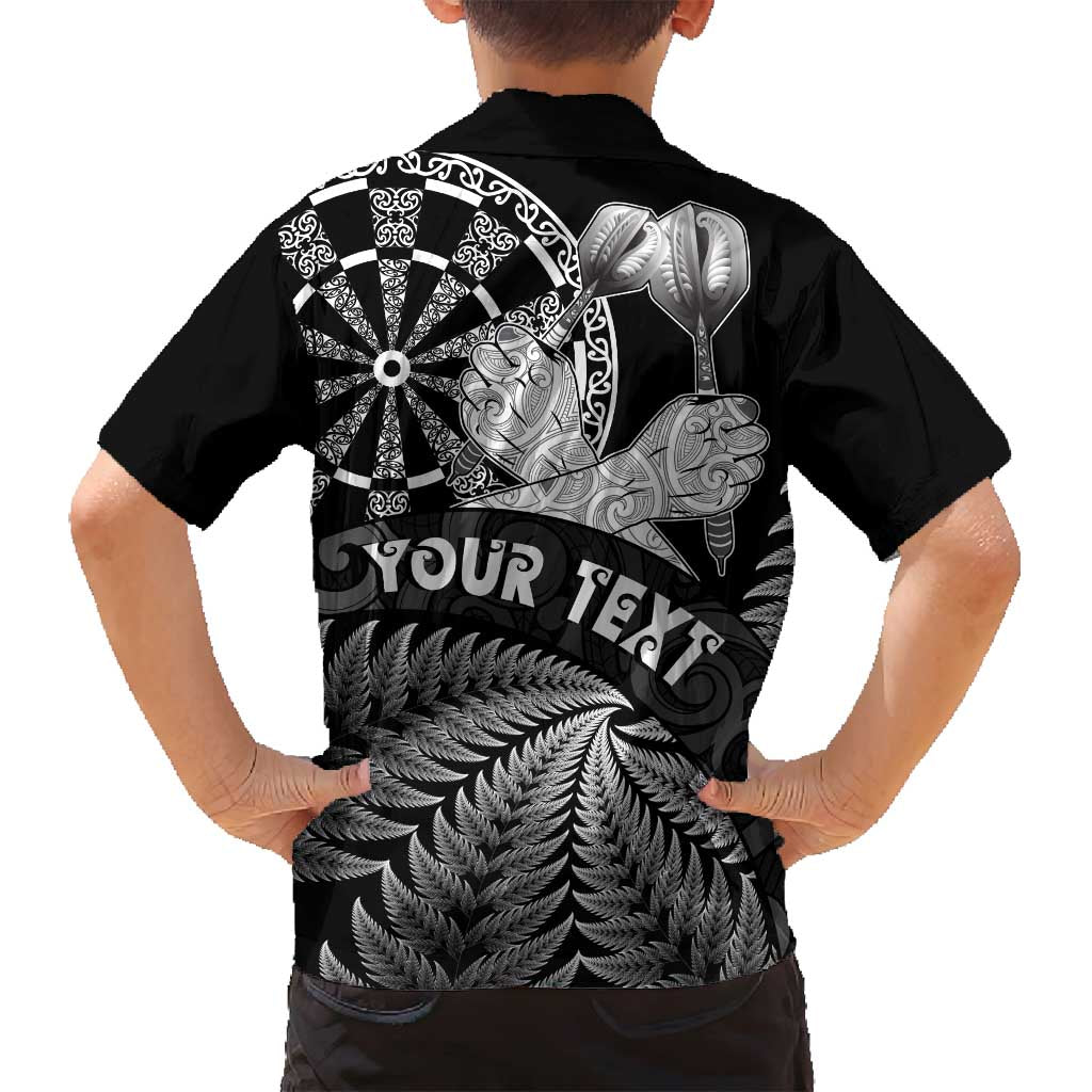 Personalised New Zealand Aotearoa Darts Masters Family Matching Long Sleeve Bodycon Dress and Hawaiian Shirt Silver Fern and Maori Spirit - Polynesian Pride