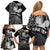Personalised New Zealand Aotearoa Darts Masters Family Matching Off Shoulder Short Dress and Hawaiian Shirt Silver Fern and Maori Spirit - Polynesian Pride