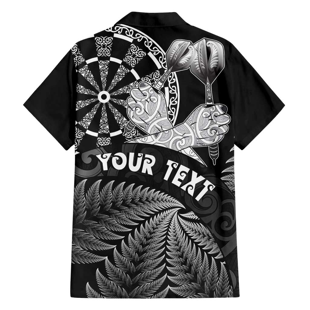 Personalised New Zealand Aotearoa Darts Masters Family Matching Off Shoulder Short Dress and Hawaiian Shirt Silver Fern and Maori Spirit - Polynesian Pride