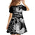 Personalised New Zealand Aotearoa Darts Masters Family Matching Short Sleeve Bodycon Dress and Hawaiian Shirt Silver Fern and Maori Spirit - Polynesian Pride
