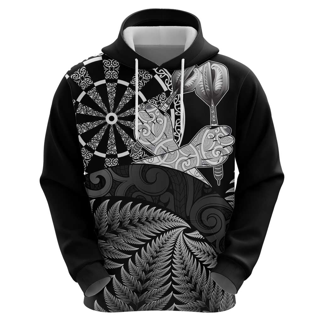 Personalised New Zealand Aotearoa Darts Masters Hoodie Silver Fern and Maori Spirit - Polynesian Pride