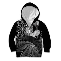 Personalised New Zealand Aotearoa Darts Masters Kid Hoodie Silver Fern and Maori Spirit - Polynesian Pride