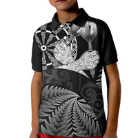 Personalised New Zealand Aotearoa Darts Masters Kid Polo Shirt Silver Fern and Maori Spirit - Polynesian Pride