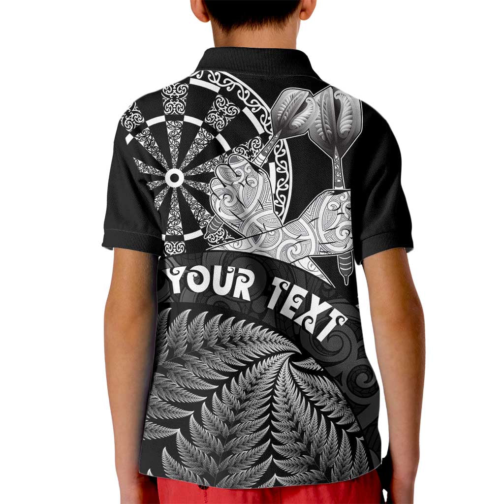 Personalised New Zealand Aotearoa Darts Masters Kid Polo Shirt Silver Fern and Maori Spirit - Polynesian Pride