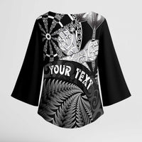 Personalised New Zealand Aotearoa Darts Masters Kimono Sleeve Blouse Silver Fern and Maori Spirit - Polynesian Pride