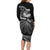 Personalised New Zealand Aotearoa Darts Masters Long Sleeve Bodycon Dress Silver Fern and Maori Spirit - Polynesian Pride