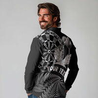 Personalised New Zealand Aotearoa Darts Masters Long Sleeve Polo Shirt Silver Fern and Maori Spirit - Polynesian Pride