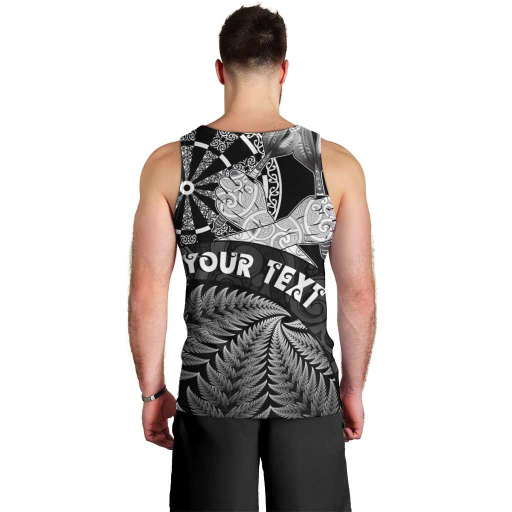 Personalised New Zealand Aotearoa Darts Masters Men Tank Top Silver Fern and Maori Spirit - Polynesian Pride