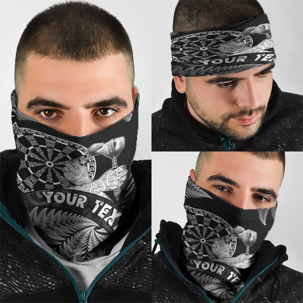 Personalised New Zealand Aotearoa Darts Masters Neck Gaiter Silver Fern and Maori Spirit - Polynesian Pride