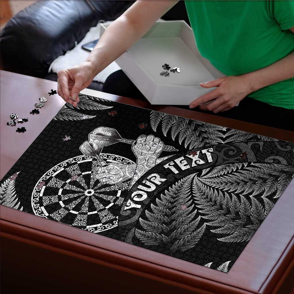 Personalised New Zealand Aotearoa Darts Masters Puzzle Silver Fern and Maori Spirit - Polynesian Pride