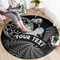 Personalised New Zealand Aotearoa Darts Masters Round Carpet Silver Fern and Maori Spirit - Polynesian Pride