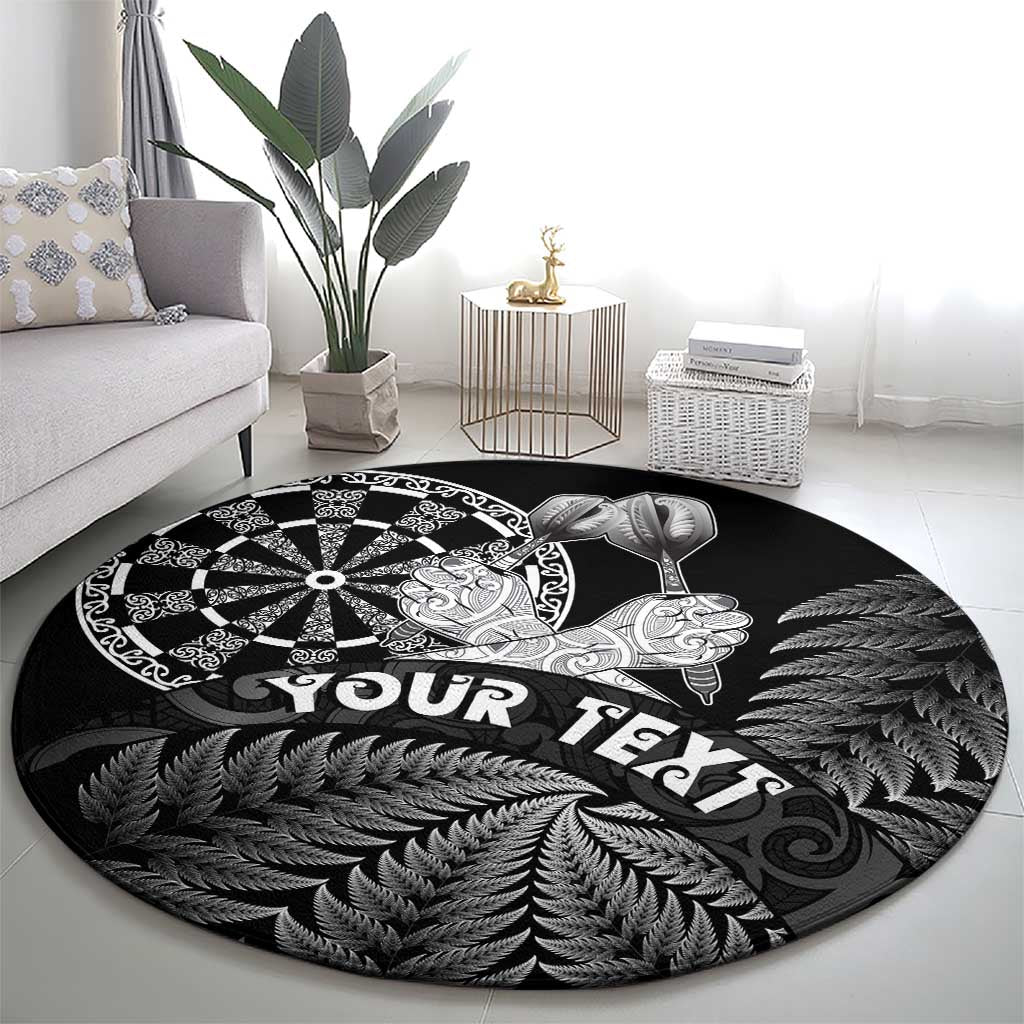 Personalised New Zealand Aotearoa Darts Masters Round Carpet Silver Fern and Maori Spirit - Polynesian Pride