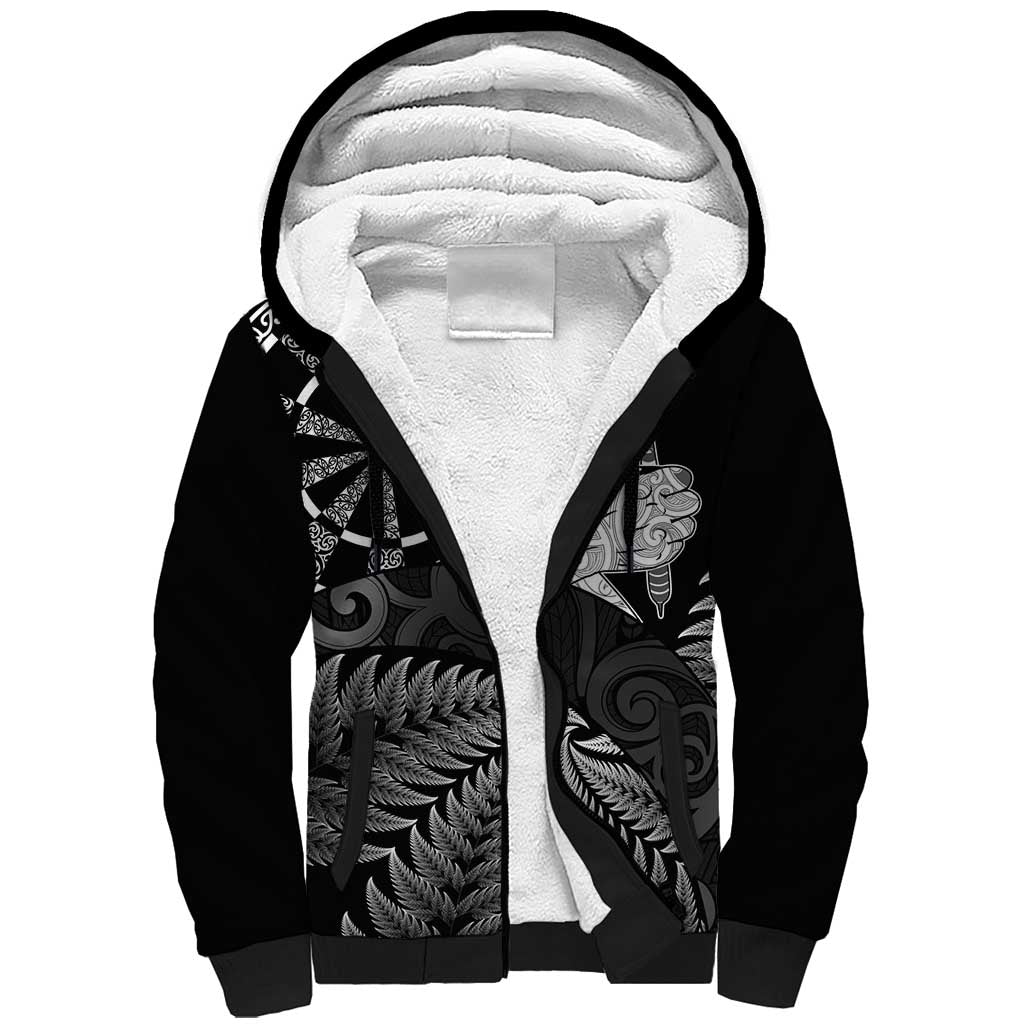 Personalised New Zealand Aotearoa Darts Masters Sherpa Hoodie Silver Fern and Maori Spirit - Polynesian Pride