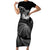 Personalised New Zealand Aotearoa Darts Masters Short Sleeve Bodycon Dress Silver Fern and Maori Spirit - Polynesian Pride