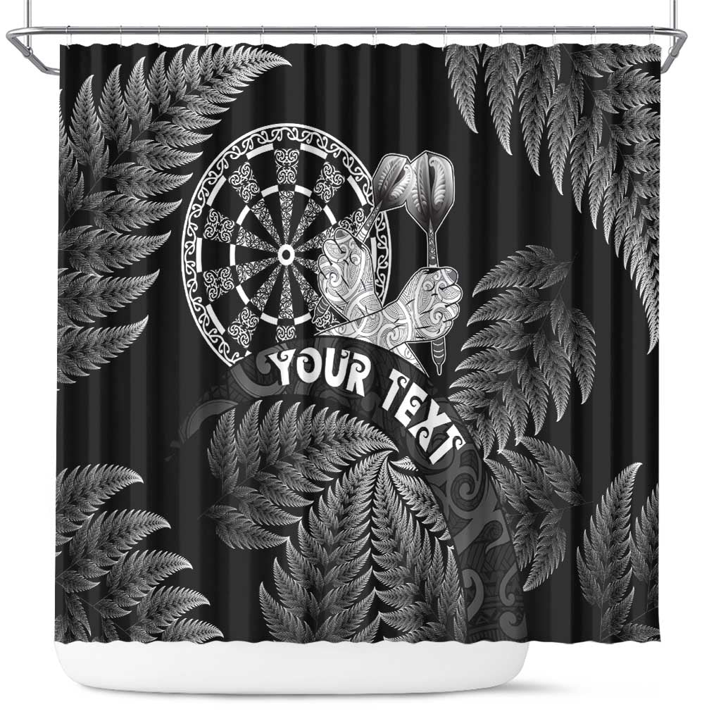Personalised New Zealand Aotearoa Darts Masters Shower Curtain Silver Fern and Maori Spirit - Polynesian Pride